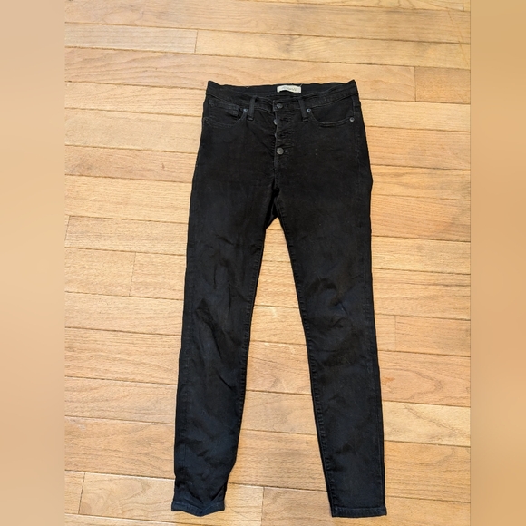 Madewell Denim - Women's Madewell Black Button Fly Mid Rise Skinny Jeans Size 28